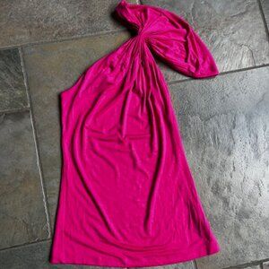 Bebe Grecian Pink One Single Shoulder Asymmetrical Top Camisole Blouse Size XS
